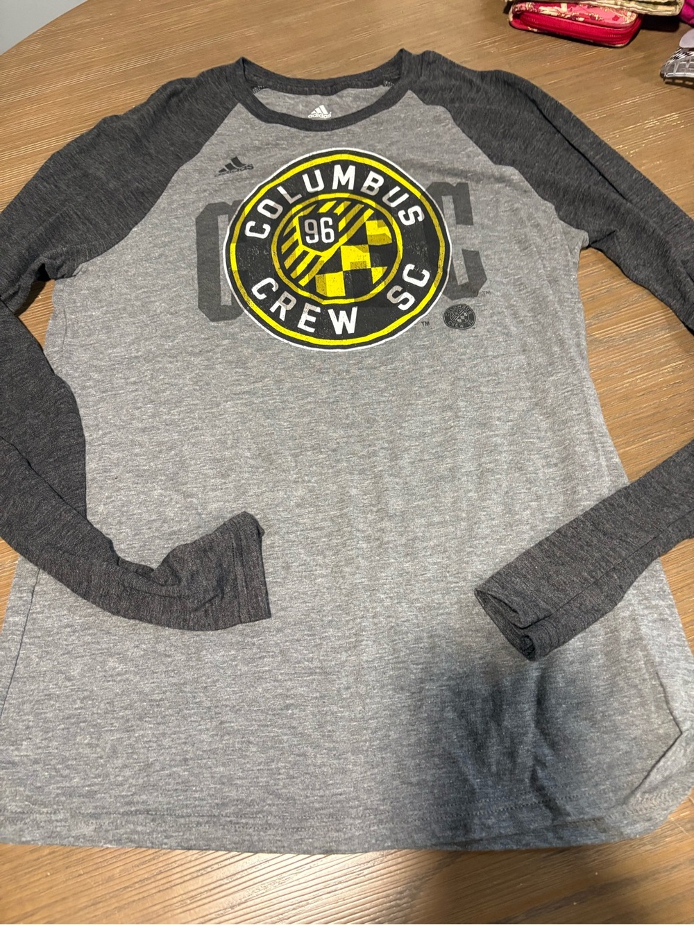 adidas Gray and Charcoal Columbus Crew SC Long-Sleeve Raglan Tee